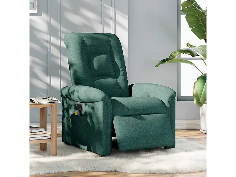 Fauteuil inclinable électrique-Fauteuil de massage de Salon Vert foncé Tissu SHL4948