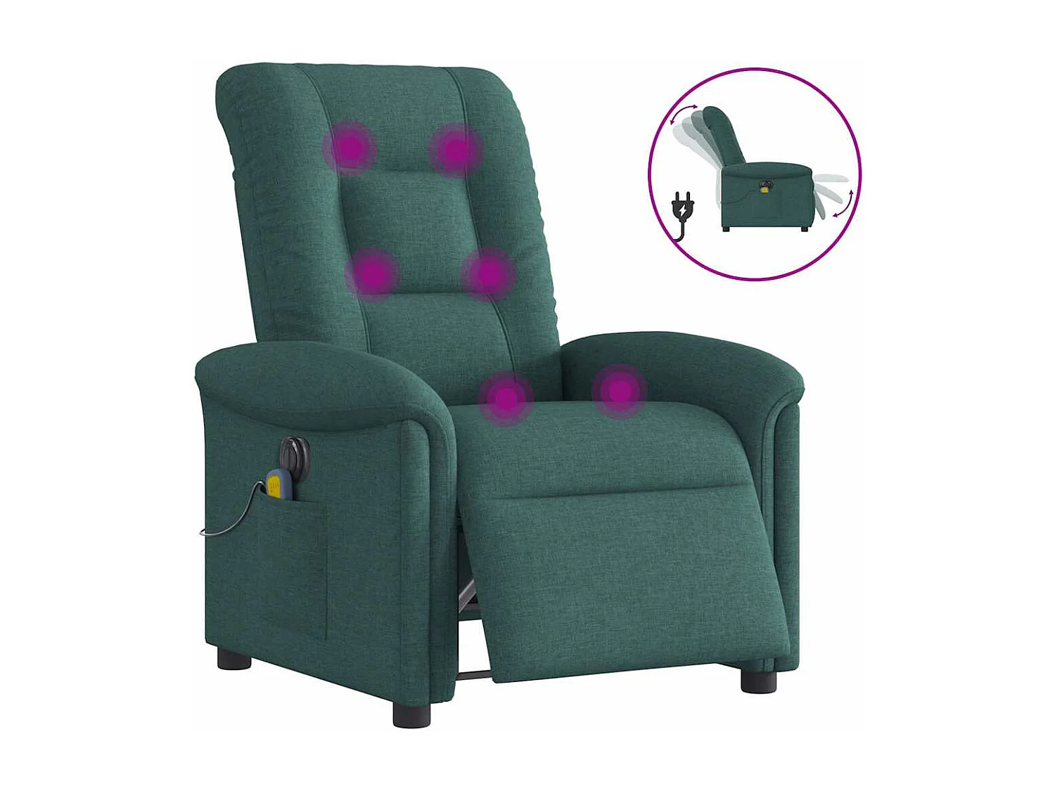 Fauteuil inclinable électrique-Fauteuil de massage de Salon Vert foncé Tissu SHL4948