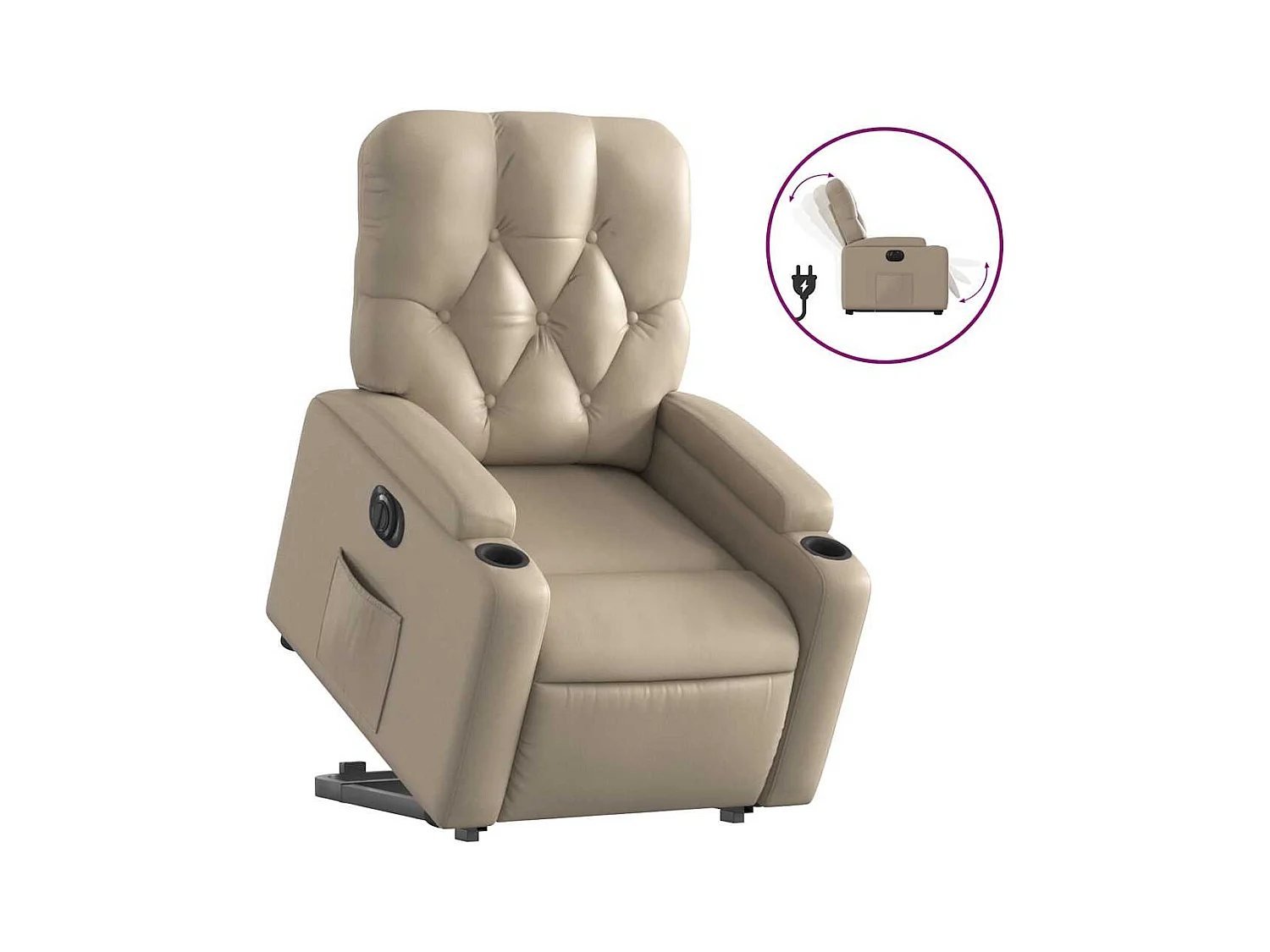 Fauteuil inclinable électrique-Chaise de relax-Fauteuil salon cappuccino similicuir SHL4426