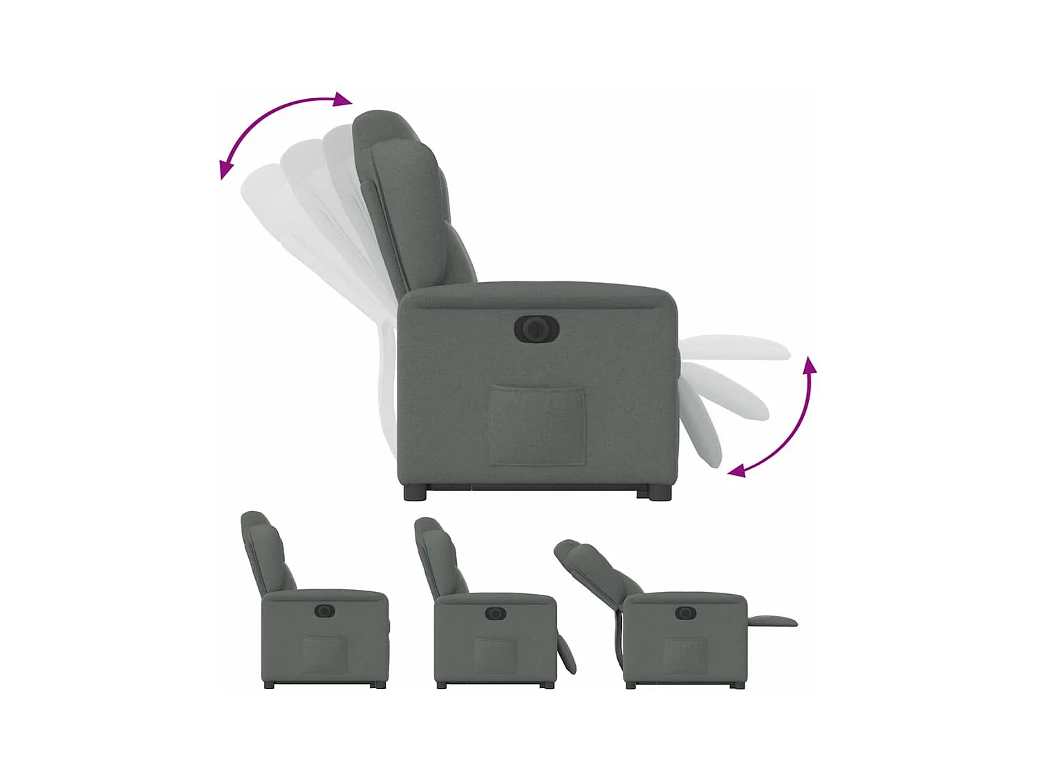 Silla de relax | Sillón eléctrico reclinable elevable de tela gris oscuro SHL2077