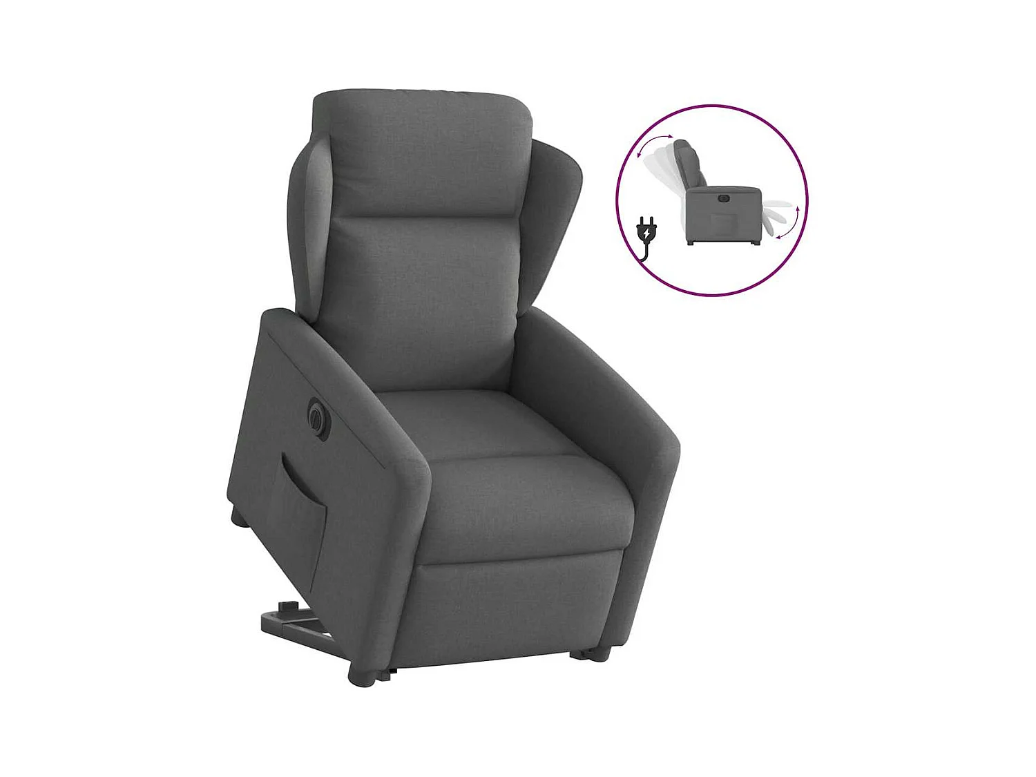 Silla de relax | Sillón eléctrico reclinable elevable de tela gris oscuro SHL2077