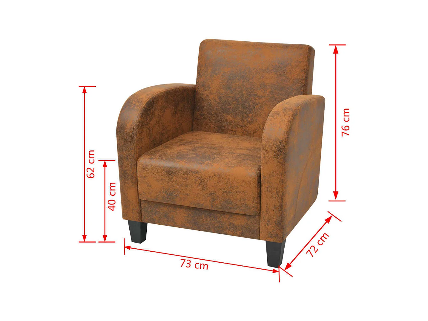 Sillón de piel de ante artificial marrón SHL8029