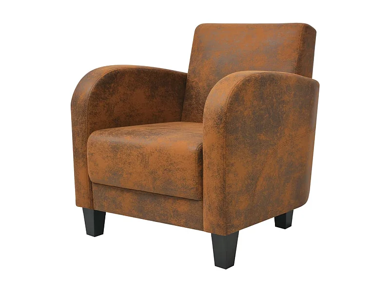 Fauteuil salon-Chaise d'appoint-Fauteuil Marron Similicuir daim SHL3702