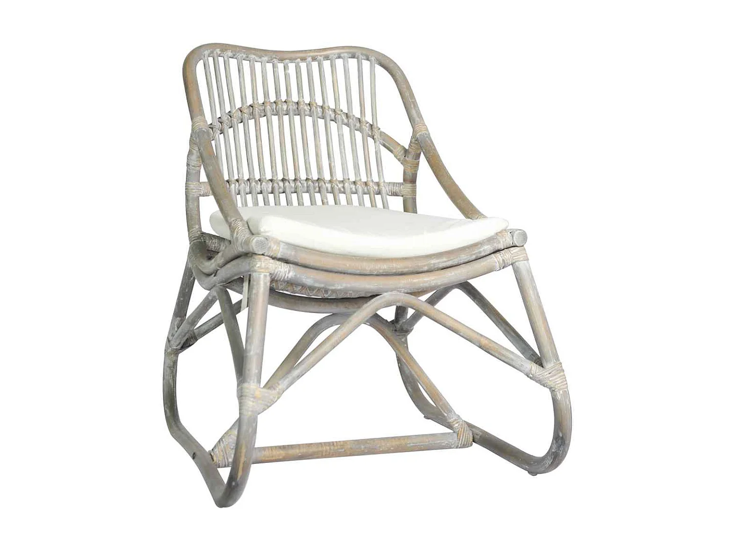 Relaxsessel-Rattanstuhl Grau Leinen SHL71672