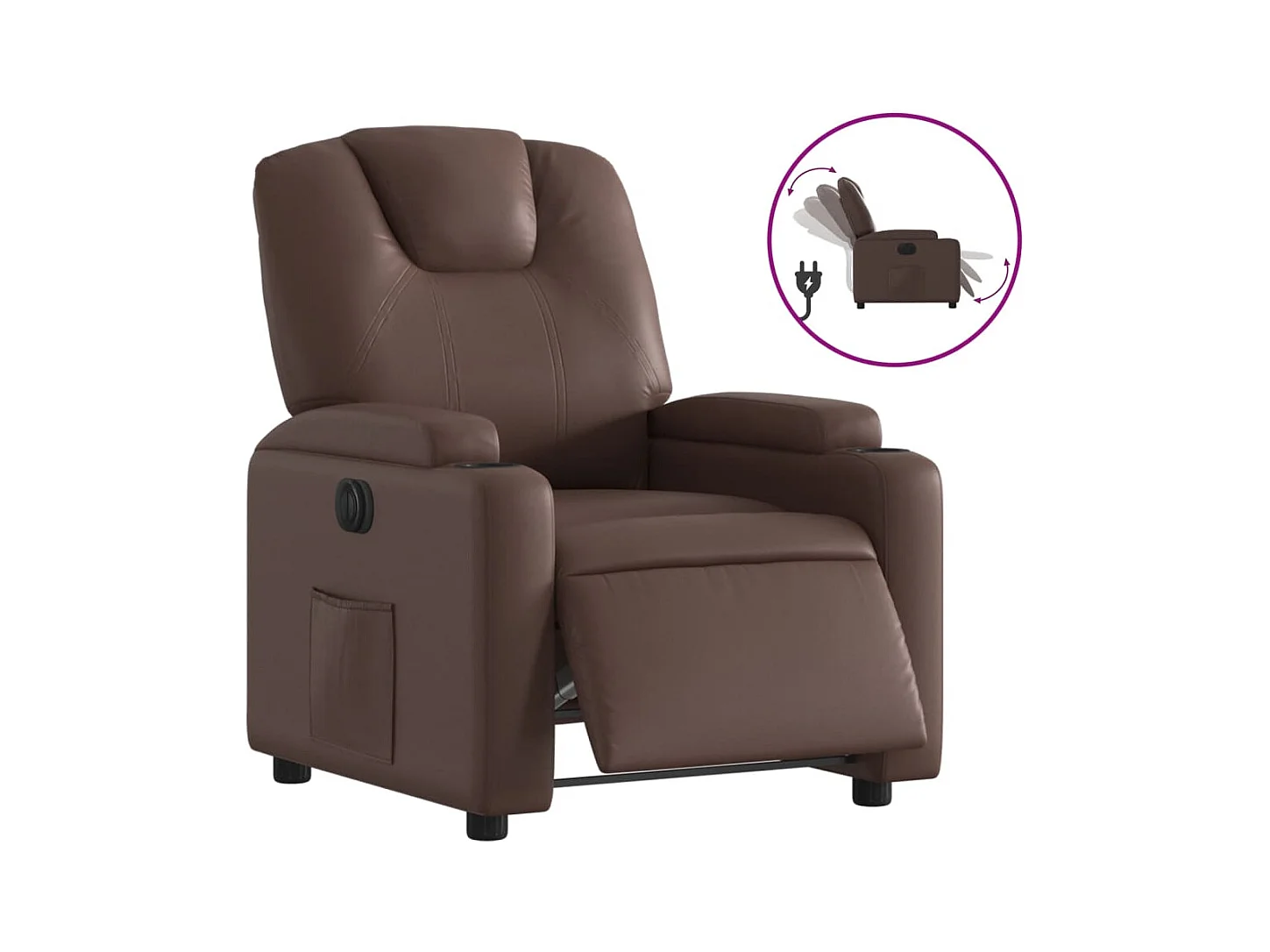 Fauteuil inclinable électrique-Chaise de relax-Fauteuil salon Marron Similicuir SHL1626