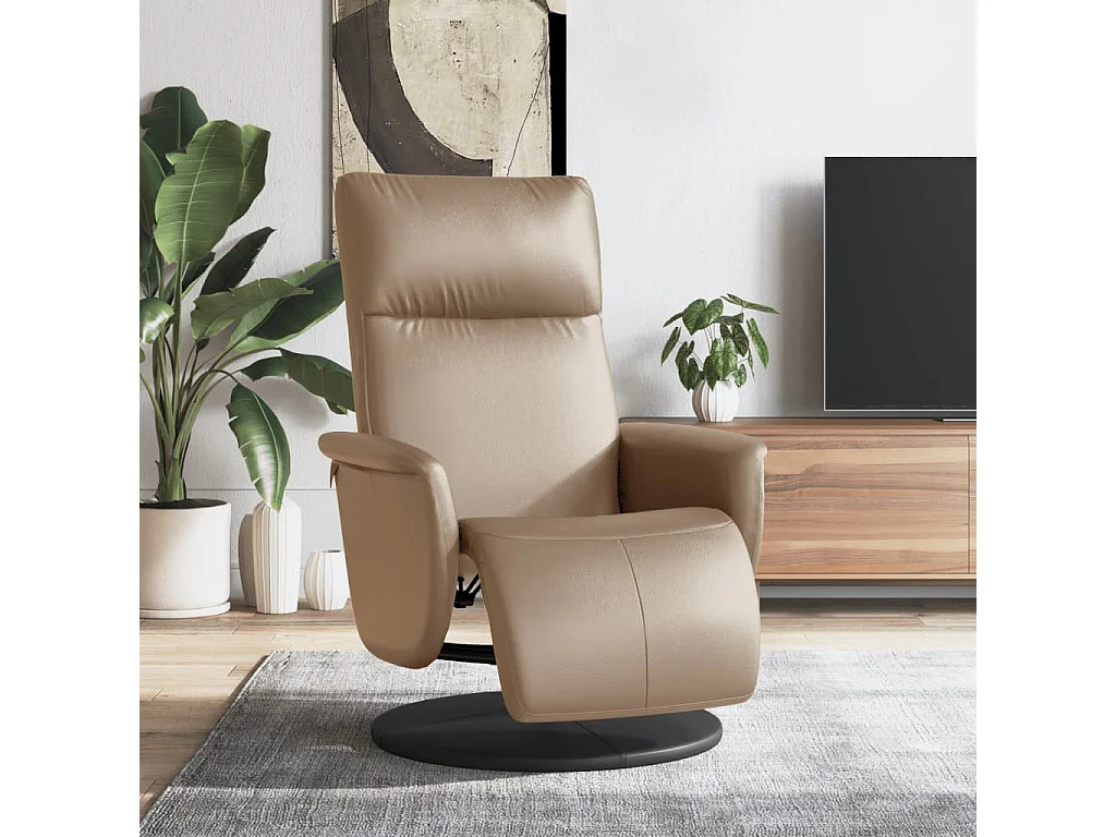 Fauteuil inclinable-Fauteuil avec repose-pieds cappuccino similicuir SHL5472