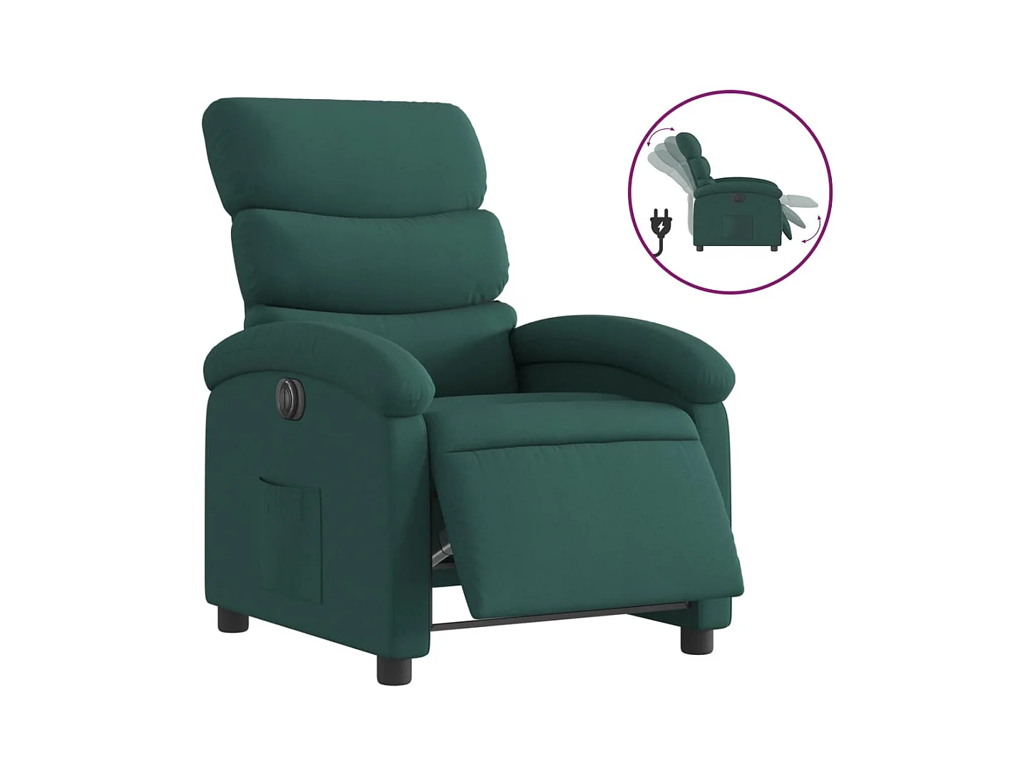 Fauteuil inclinable électrique-Chaise de relax-Fauteuil salon Vert foncé Tissu SHL5213