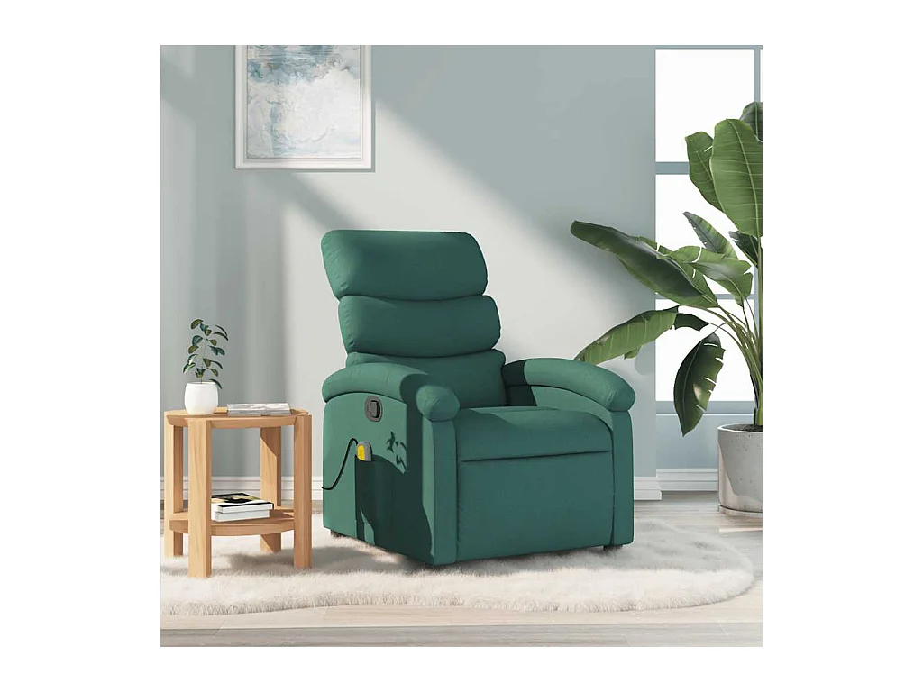 Poltrona de massagens reclinável tecido verde-escuro SHL233845