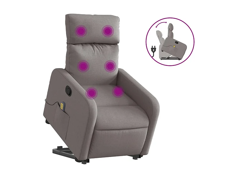 Sillón de relax | Sillón reclinable de masaje elevable tela gris taupé SHL4808