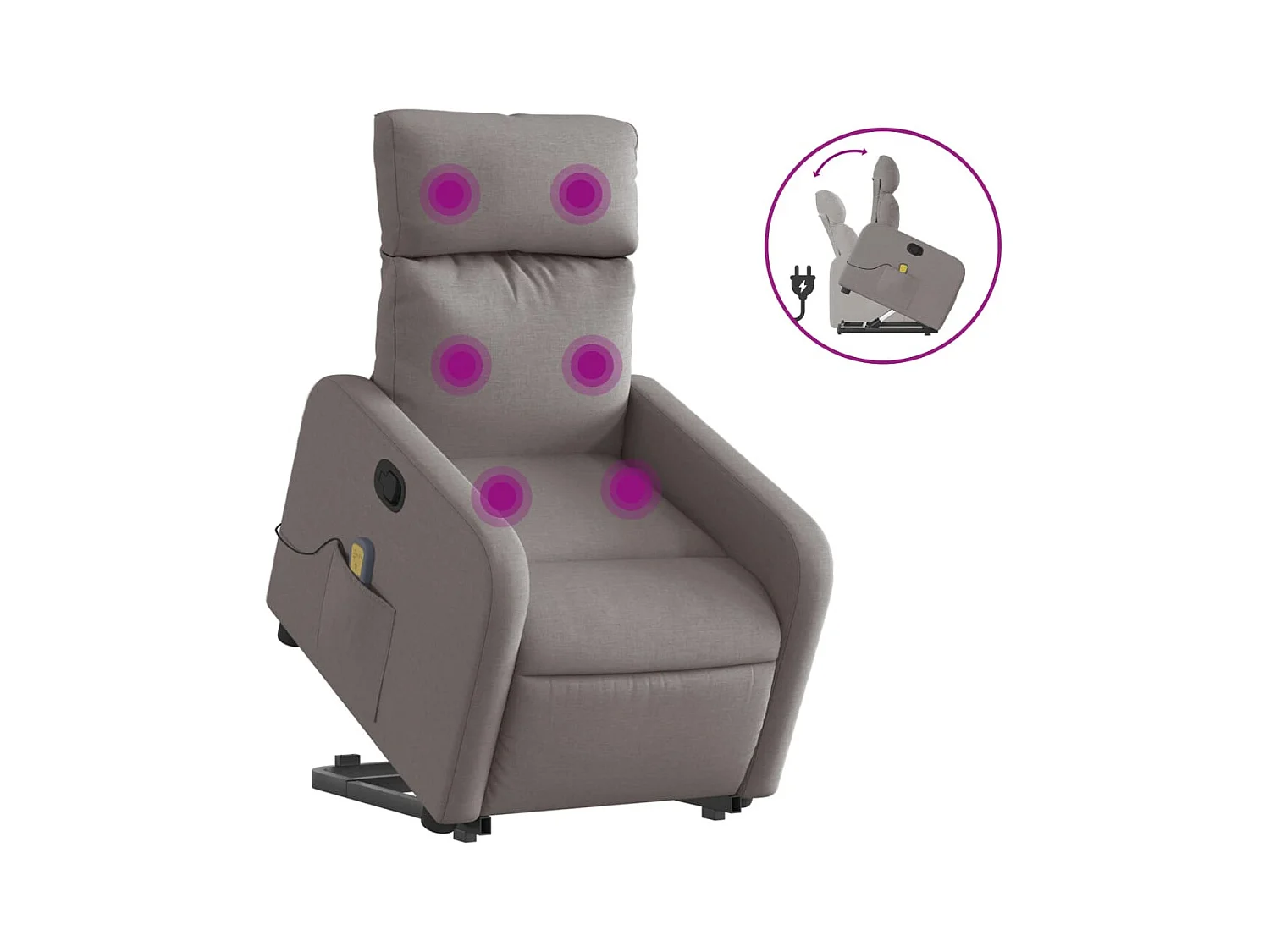 Sillón de relax | Sillón reclinable de masaje elevable tela gris taupé SHL4808