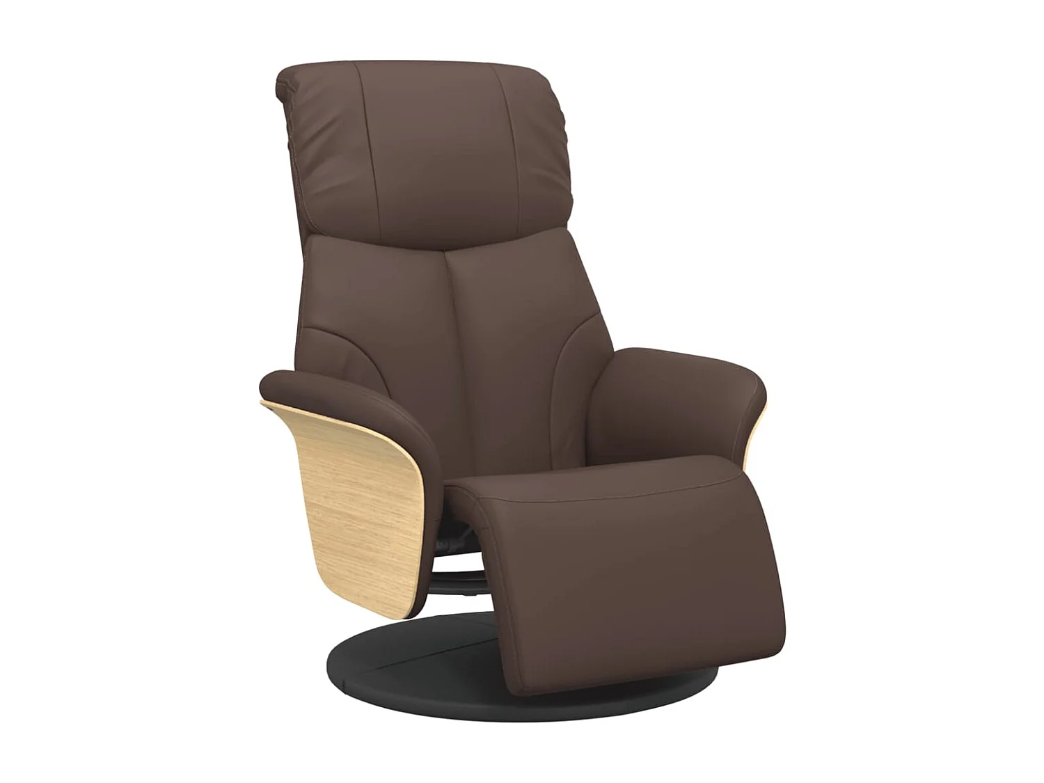 Fauteuil inclinable-Fauteuil salon avec repose-pieds marron similicuir SHL2798