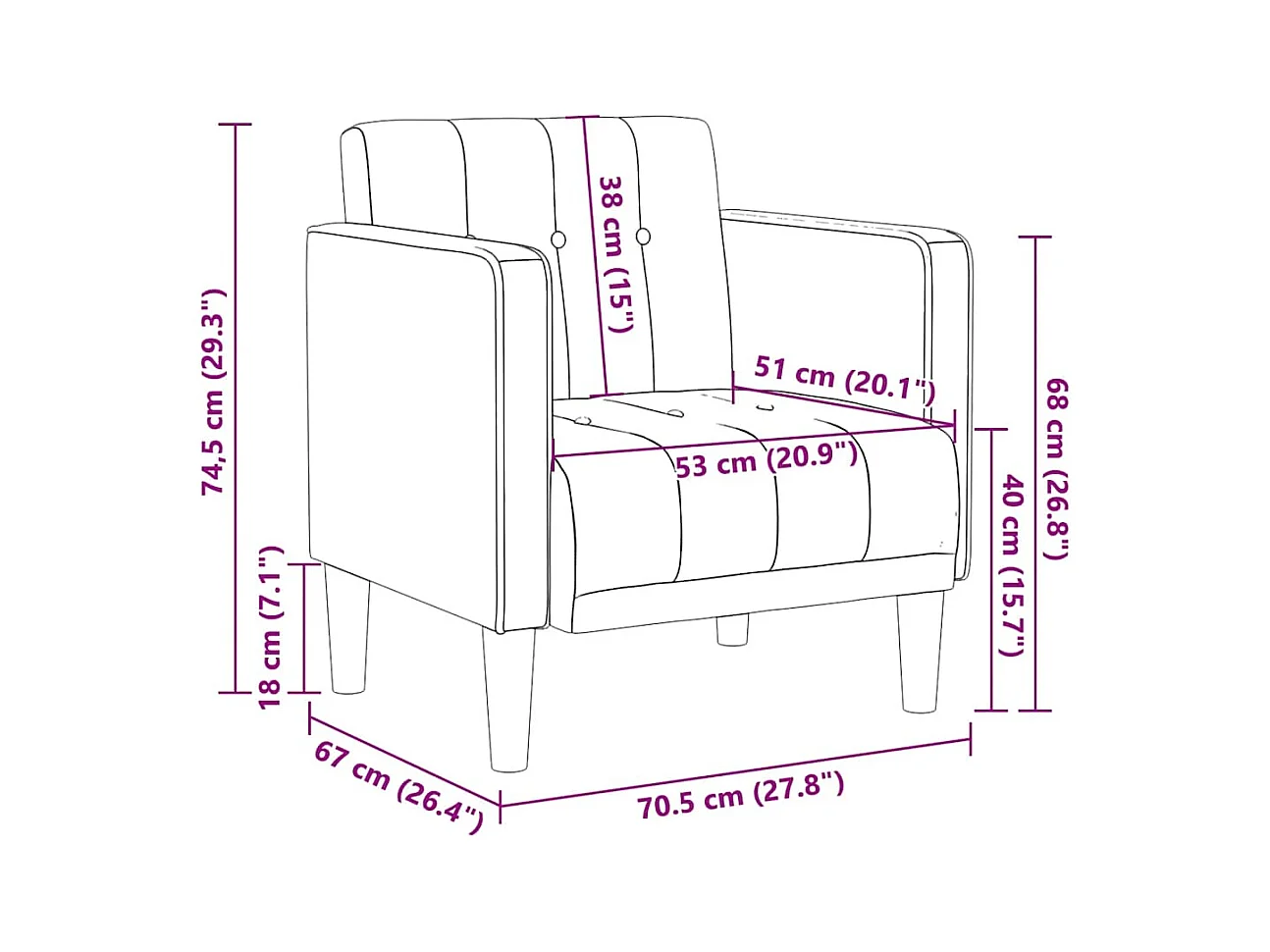 Sillón de relax con reposabrazos de tela gris oscuro 53 cm SHL5492