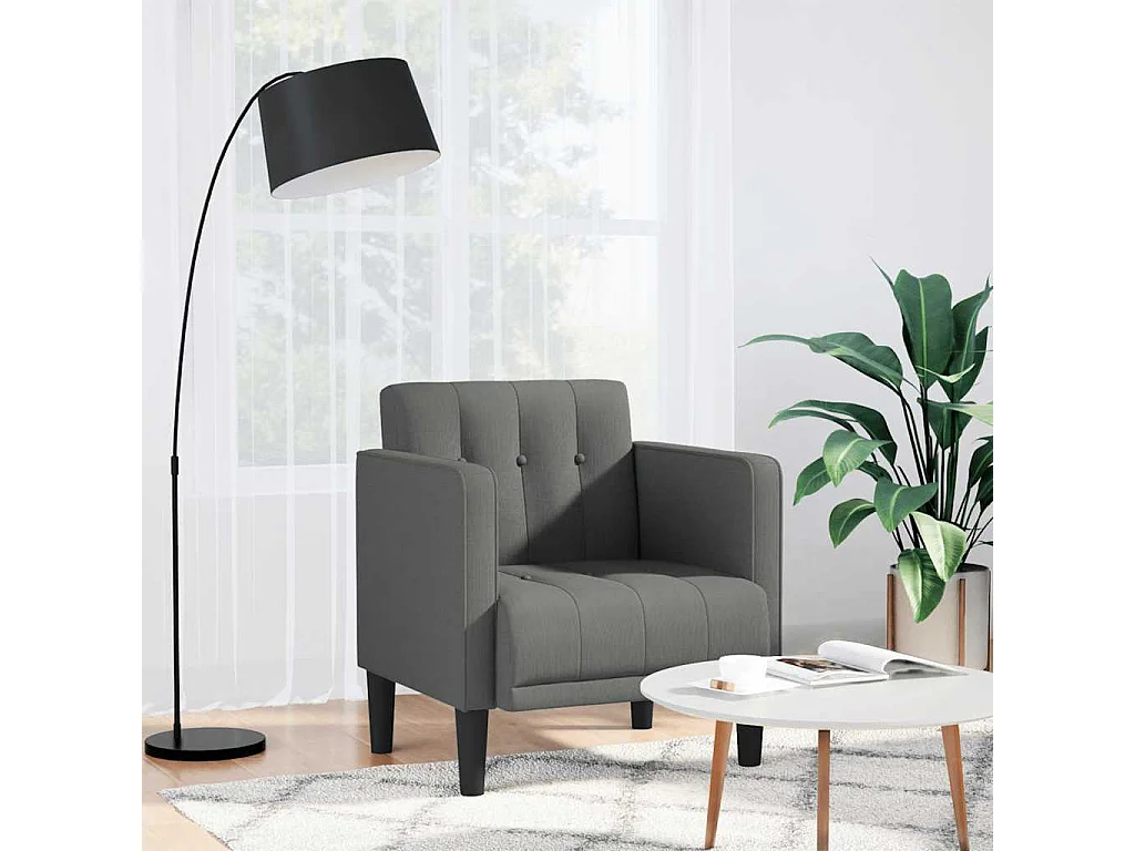 Fauteuil Salon | Chaise de relax | Canapé-chaise accoudoirs gris foncé 53 cm tissu SHL4023