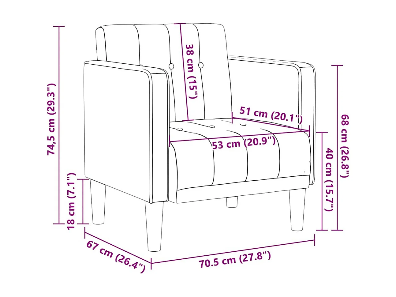 Fauteuil Salon | Chaise de relax | Canapé-chaise accoudoirs gris foncé 53 cm tissu SHL4023