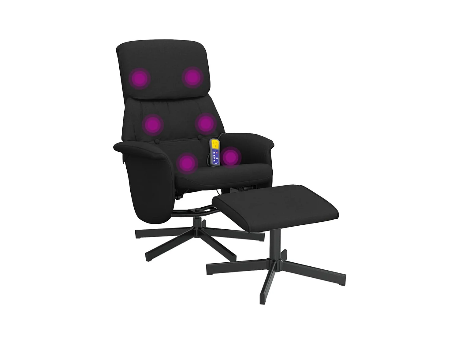 Sillón de relax | Sillón reclinable de masaje con reposapiés tela negro SHL6408