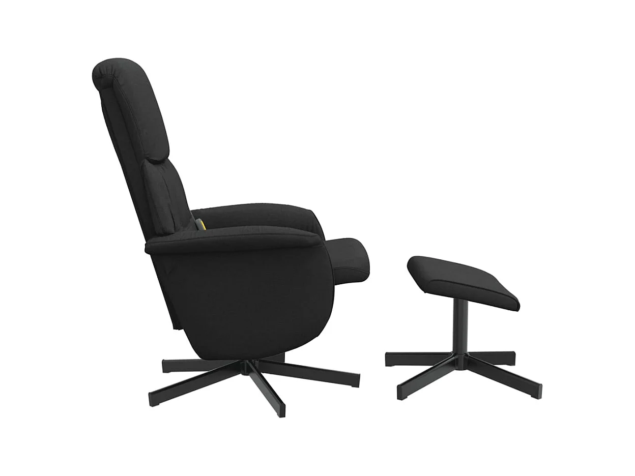 Sillón de relax | Sillón reclinable de masaje con reposapiés tela negro SHL6408