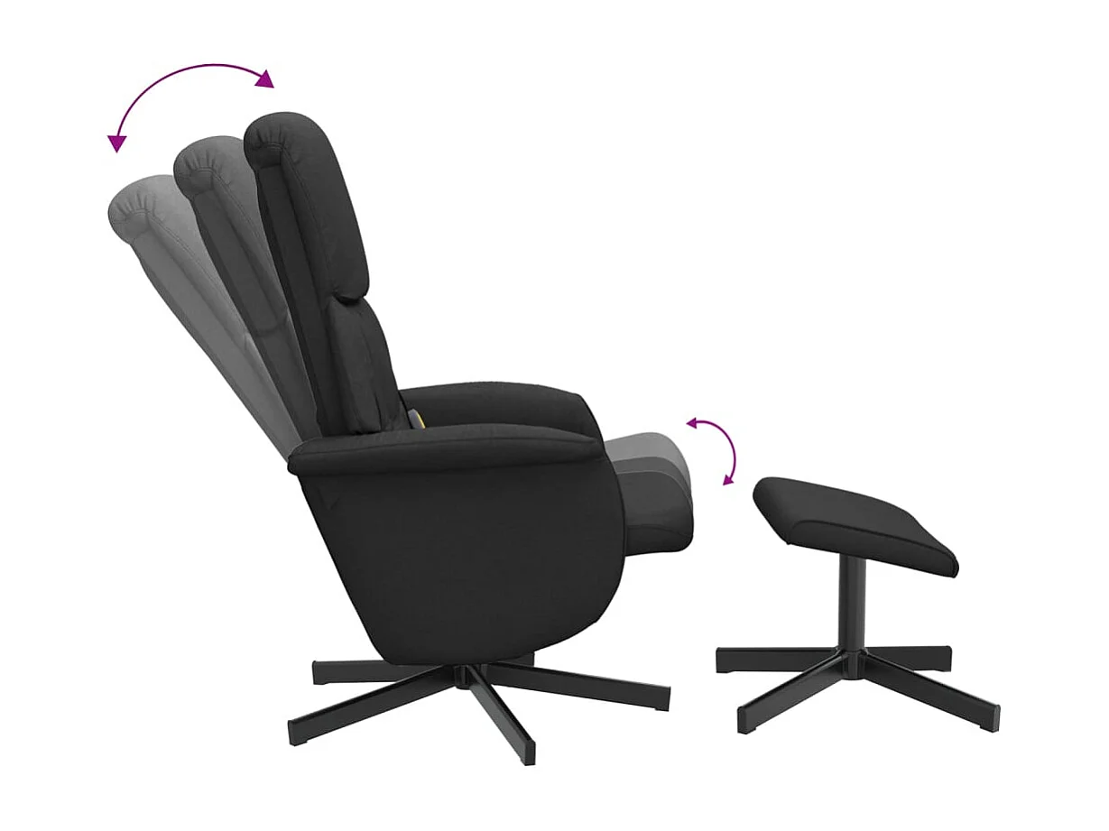 Sillón de relax | Sillón reclinable de masaje con reposapiés tela negro SHL6408