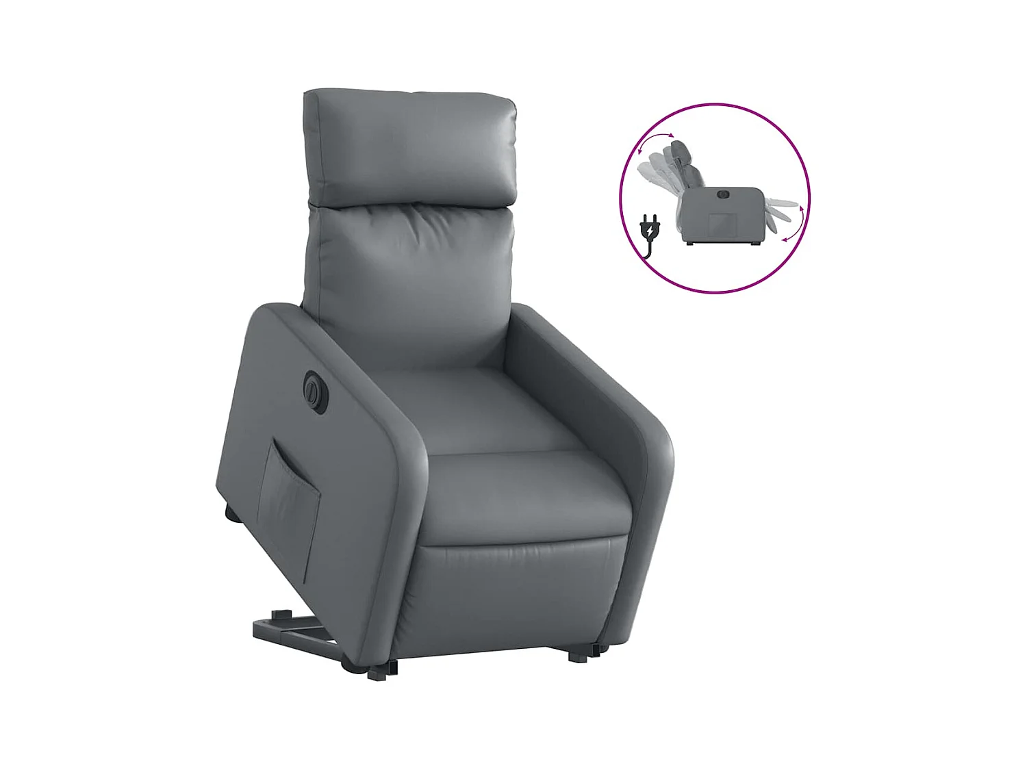 Sillón de relax | Sillón reclinable elevable eléctrico de cuero sintético gris SHL2247