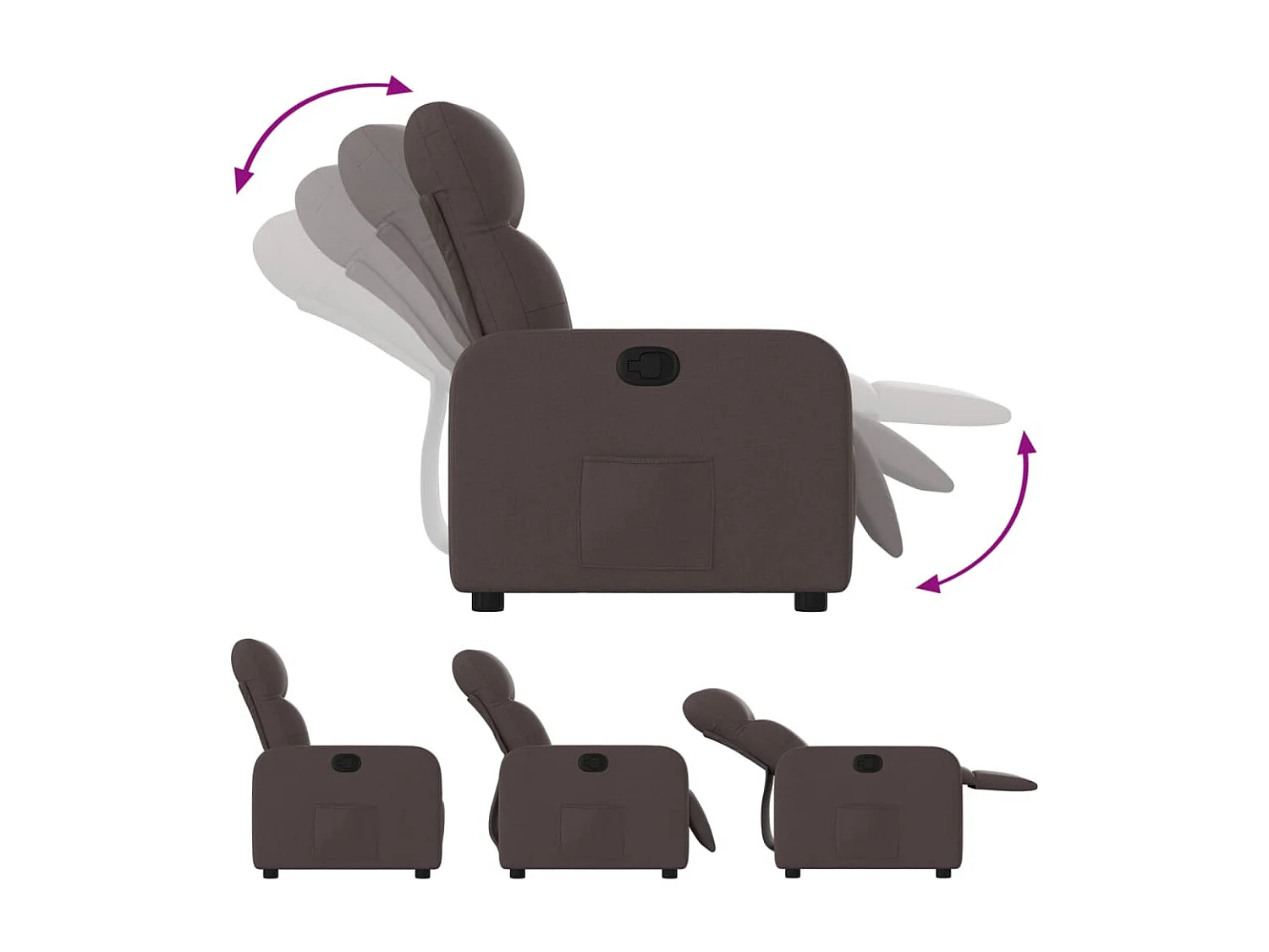 Sillón de relax | Silla | Sillón reclinable de tela marrón oscuro SHL4354