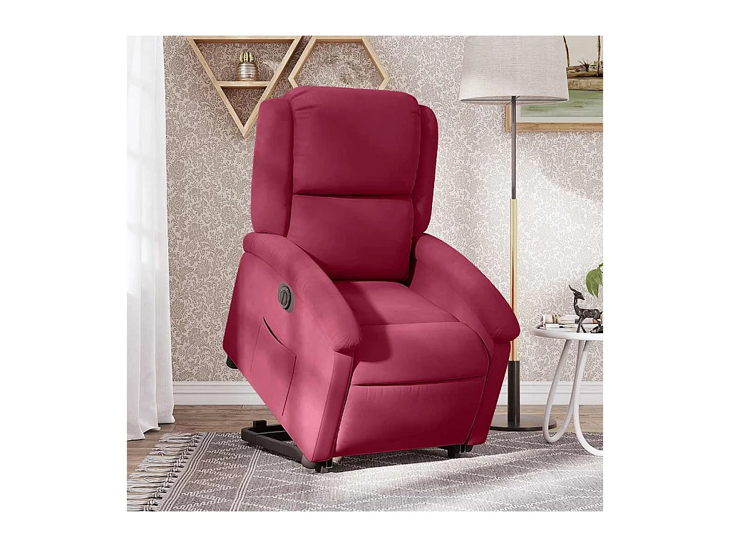 Silla de relax | Sillón eléctrico reclinable elevable de terciopelo rojo tinto SHL6512