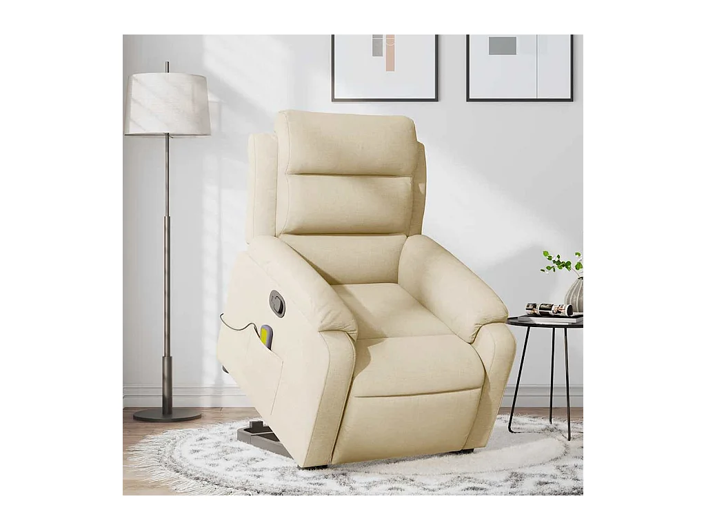 Silla de masaje reclinable de pie de tela color crema SHL8747