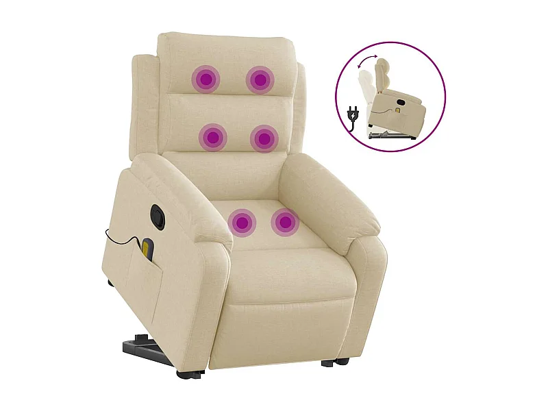 Fauteuil inclinable-Chaise de relax-Fauteuil de Massage Crème Tissu SHL2100
