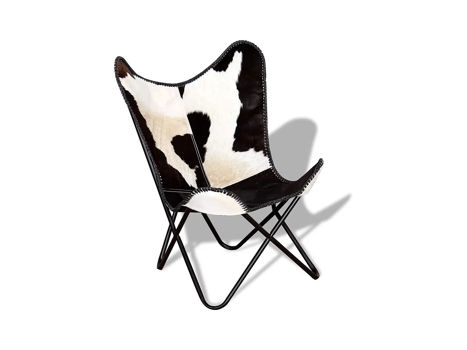Silla mariposa de cuero auténtico negro y blanco SHL3080