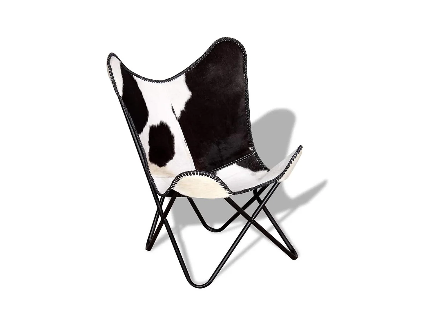 Silla mariposa de cuero auténtico negro y blanco SHL3080