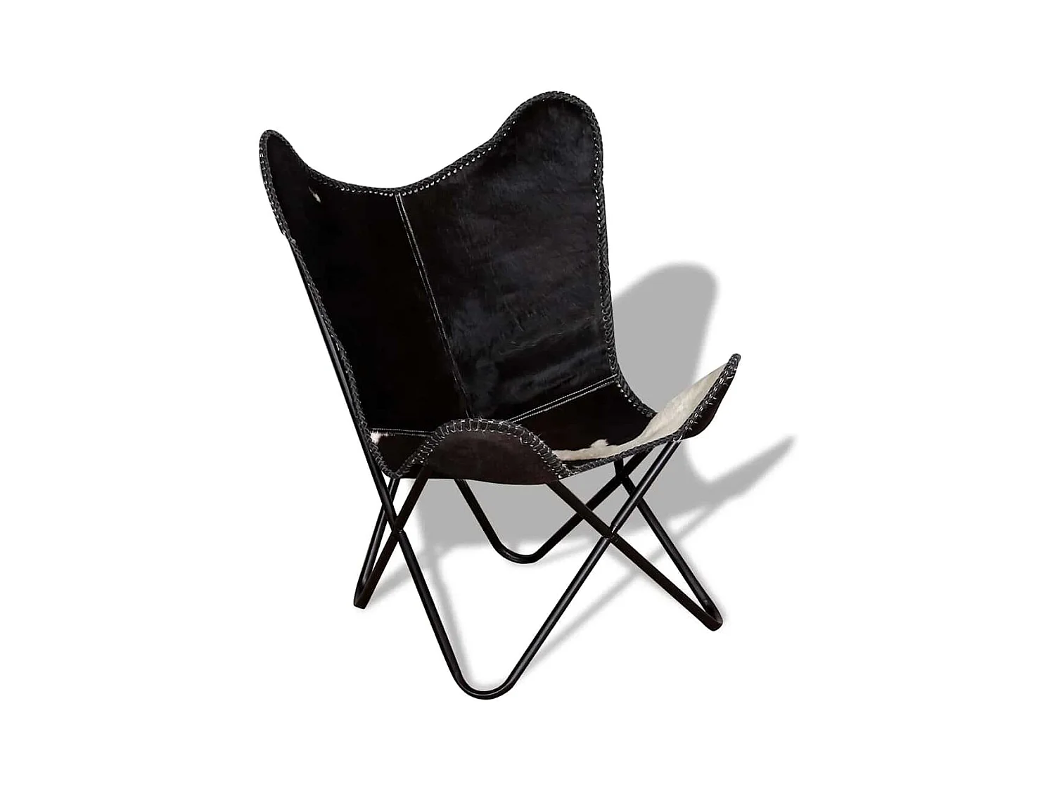 Silla mariposa de cuero auténtico negro y blanco SHL3080