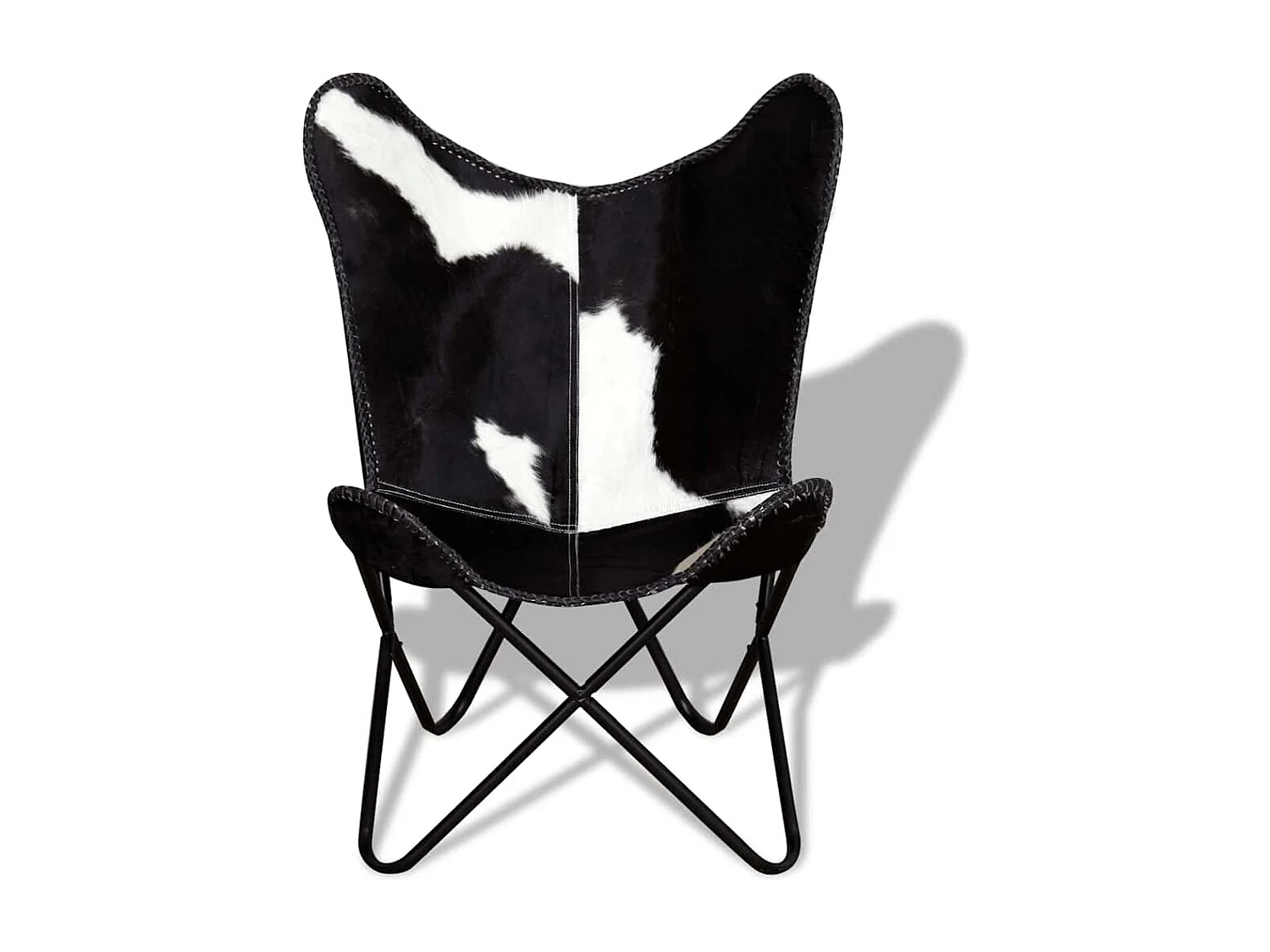 Silla mariposa de cuero auténtico negro y blanco SHL3080