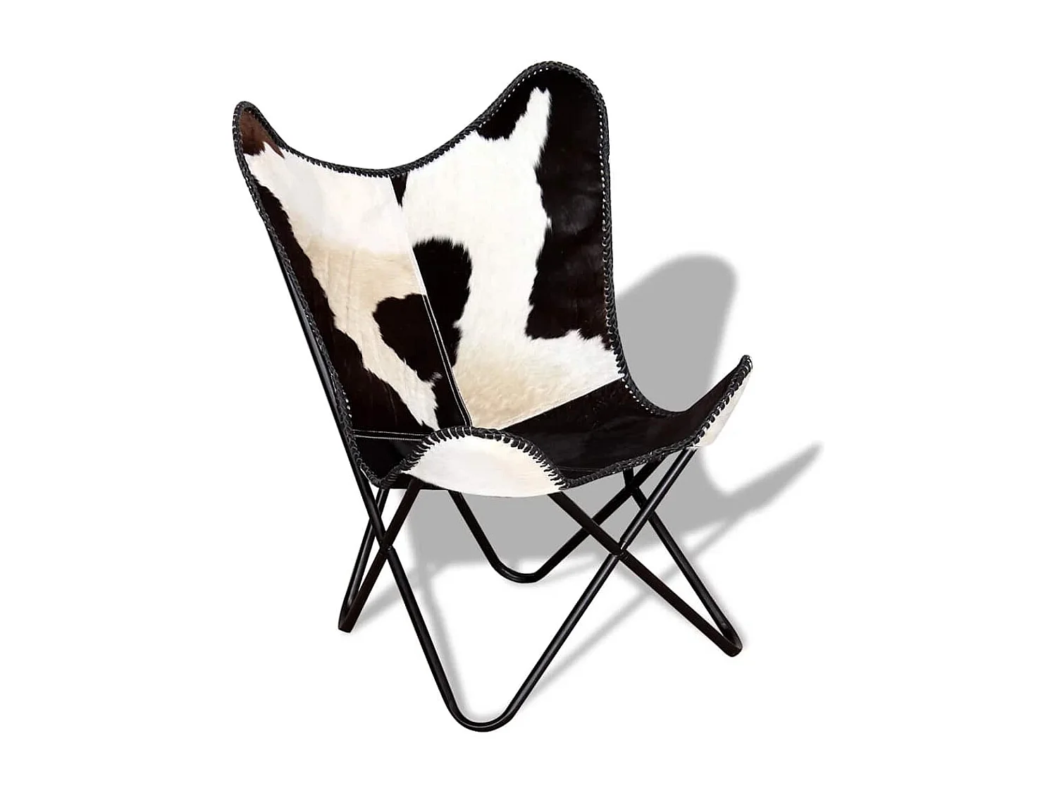Butterfly-Sessel Schwarz und Weiß Echtes Kuhfell SHL35759