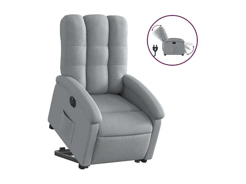 Silla de relax | Sillón eléctrico reclinable elevable de tela gris claro SHL2449