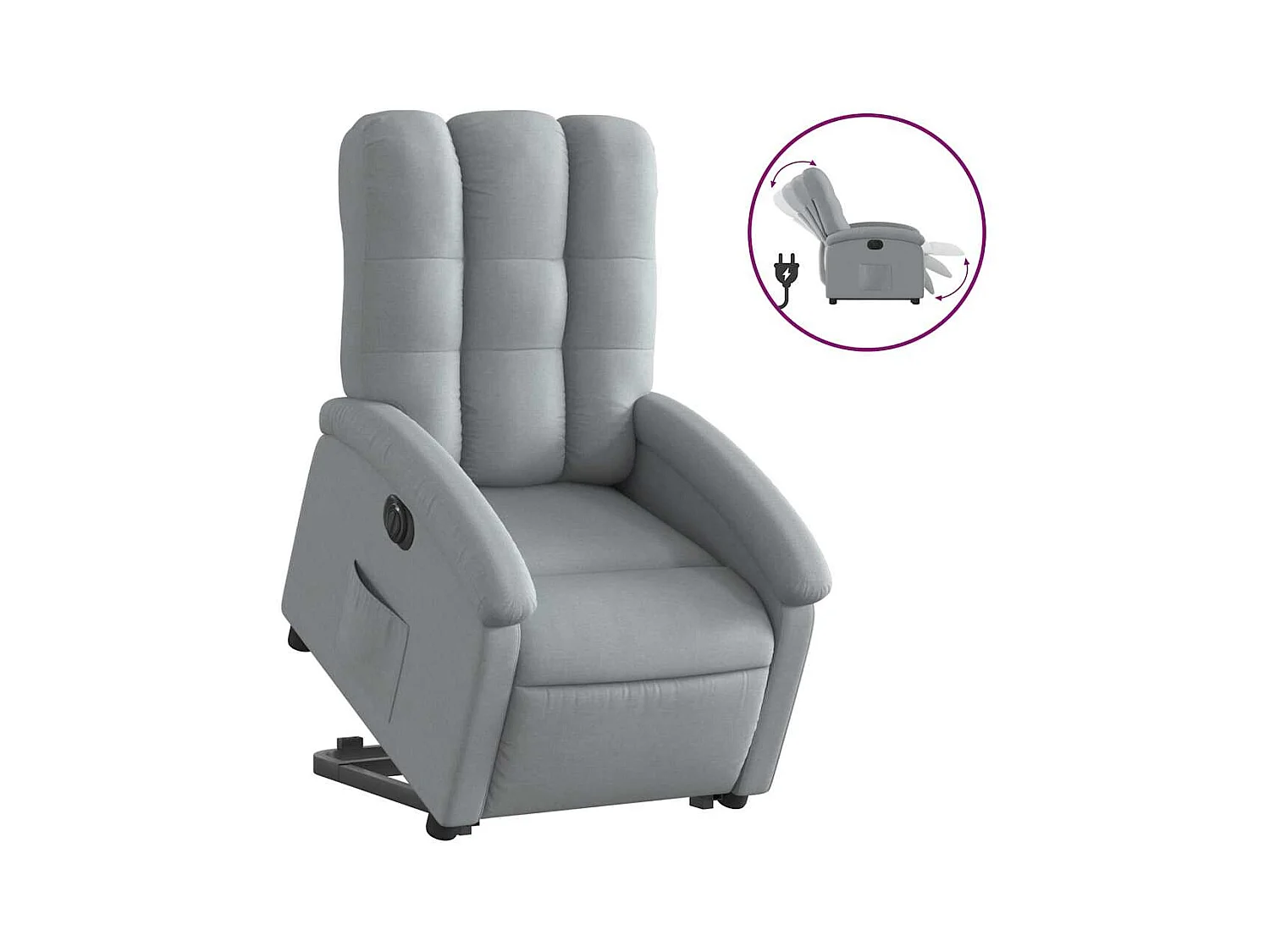 Silla de relax | Sillón eléctrico reclinable elevable de tela gris claro SHL2449