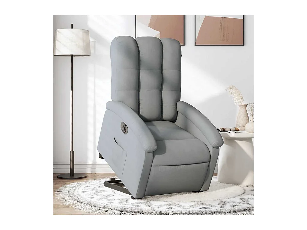 Silla de relax | Sillón eléctrico reclinable elevable de tela gris claro SHL2449