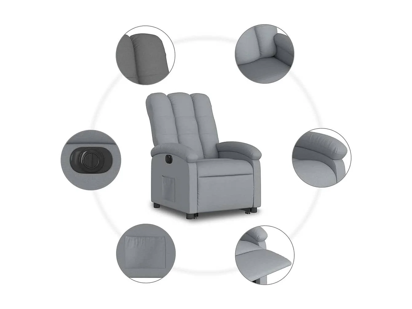 Silla de relax | Sillón eléctrico reclinable elevable de tela gris claro SHL2449