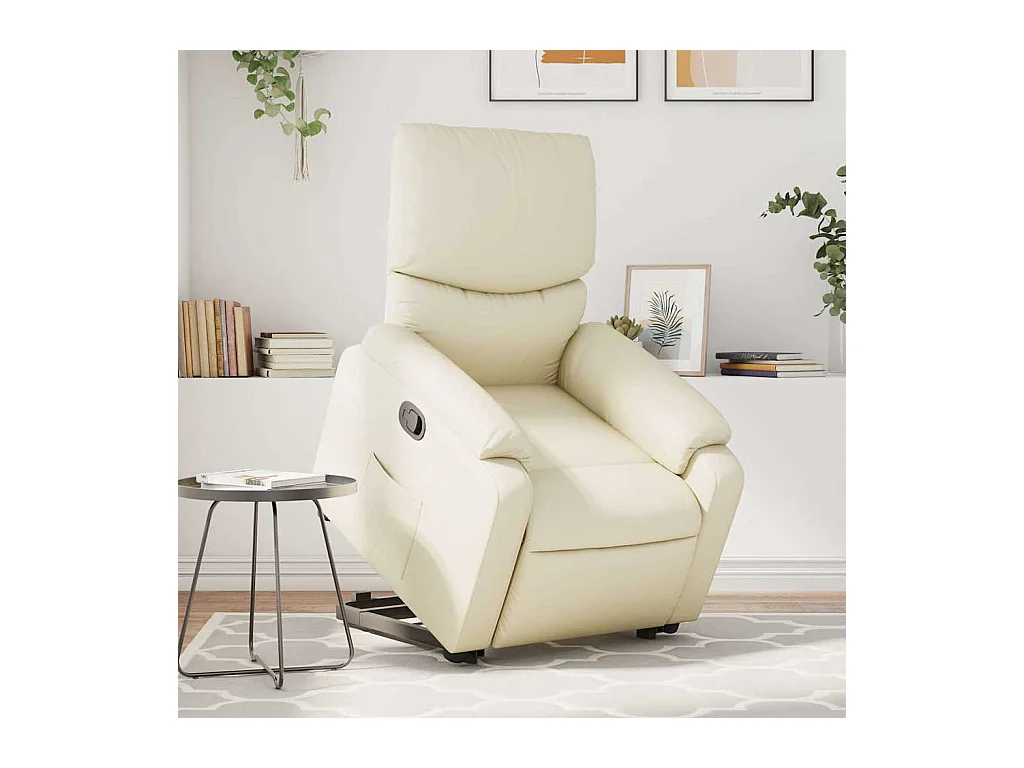 Sillón de relax | Sillón reclinable de masaje de pie cuero artificial color crema SHL3070