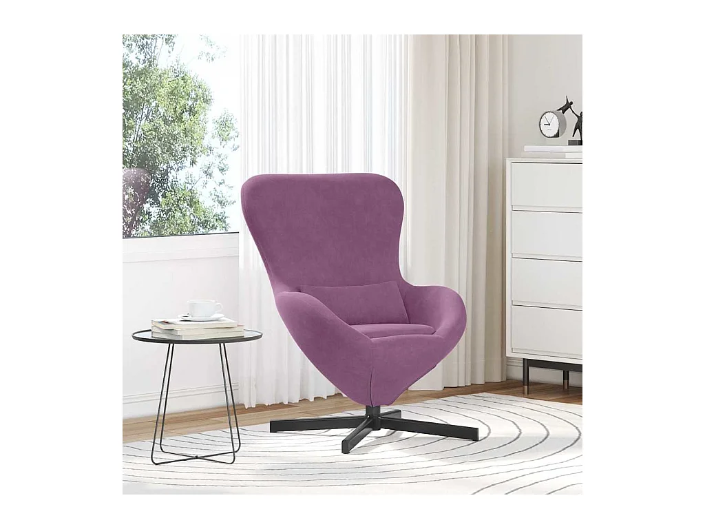 Sillón de relax | Sillón huevo Morado 63x73x90 cm Terciopelo SHL9113