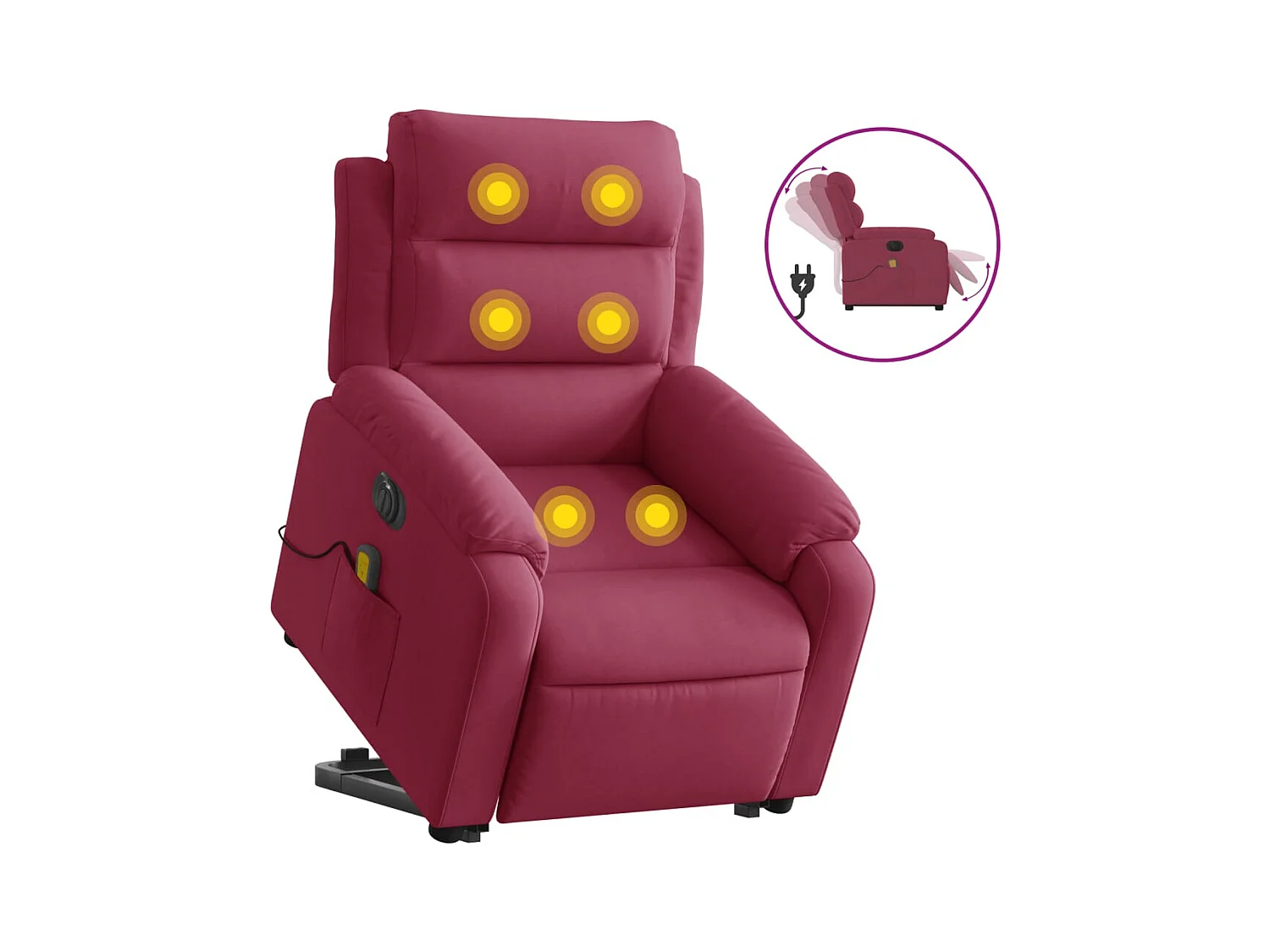 Fauteuil inclinable électrique-Chaise-Fauteuil de Massage rouge bordeaux SHL3197