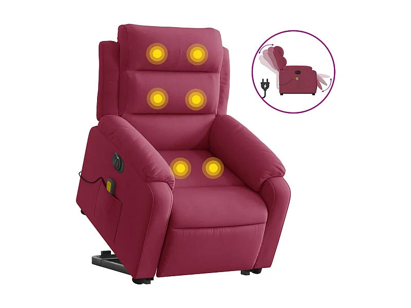 Fauteuil inclinable électrique-Chaise-Fauteuil de Massage rouge bordeaux SHL3197