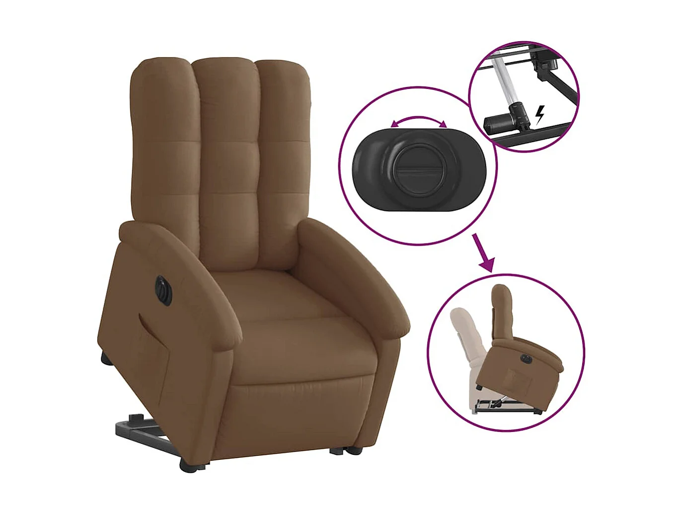 Fauteuil inclinable électrique-Chaise de relax marron tissu SHL3480