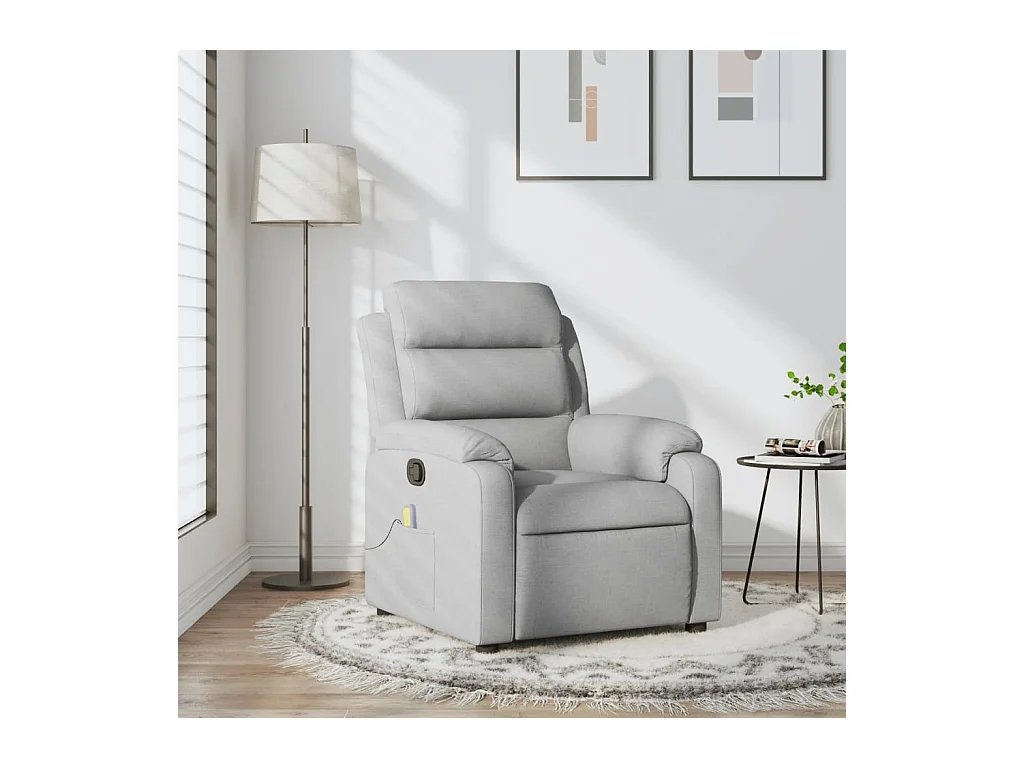 Fauteuil inclinable-Chaise de relax-Fauteuil de Massage gris clair tissu SHL3331