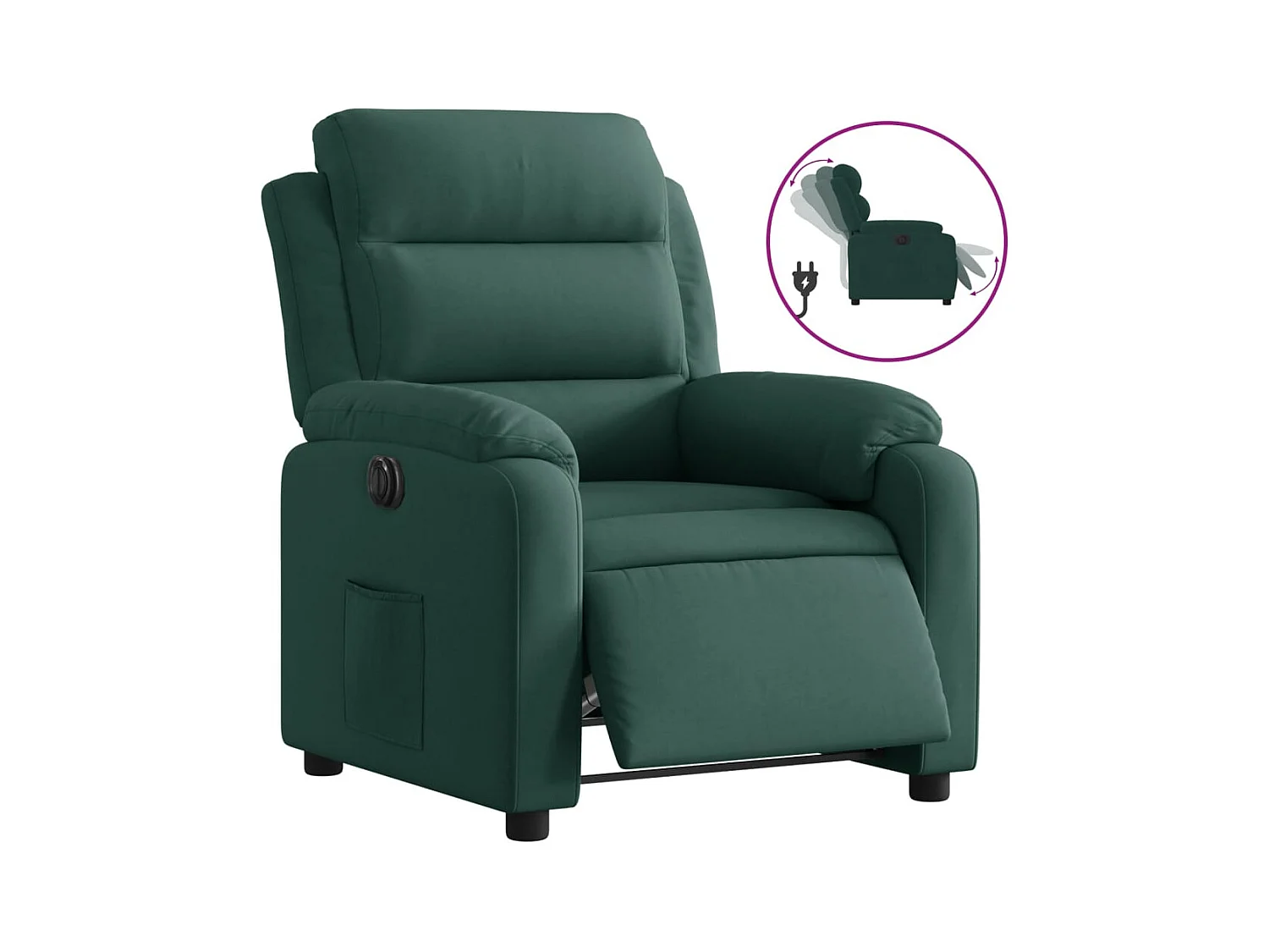 Fauteuil inclinable électrique-Chaise de relax-Fauteuil salon vert foncé velours SHL1188