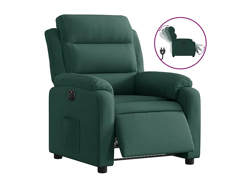 Fauteuil inclinable électrique-Chaise de relax-Fauteuil salon vert foncé velours SHL1188