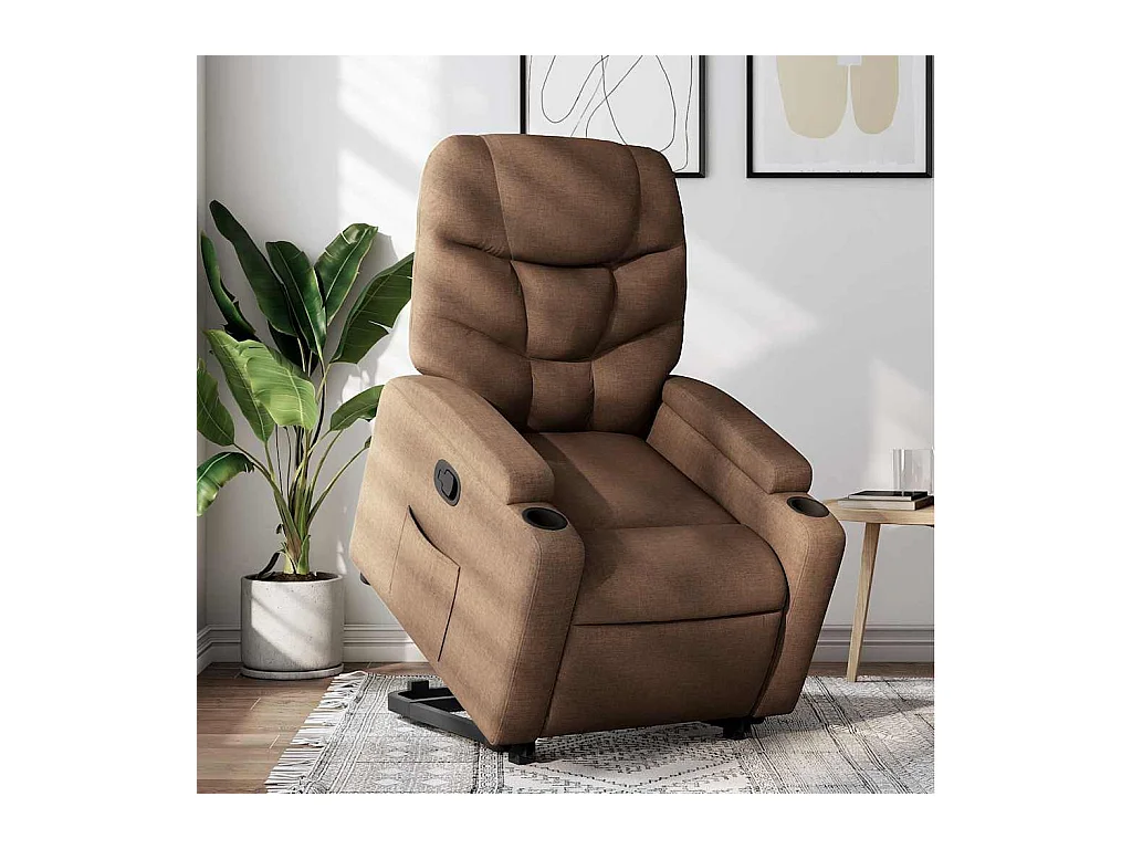 Sillón de relax | Silla | Sillón reclinable elevable de tela marrón SHL3002
