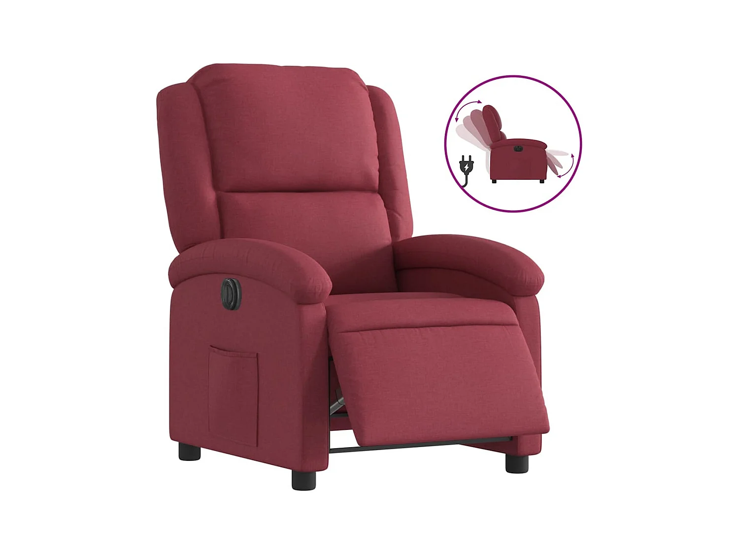 Fauteuil inclinable électrique-Chaise de relax Rouge bordeaux Tissu SHL3406