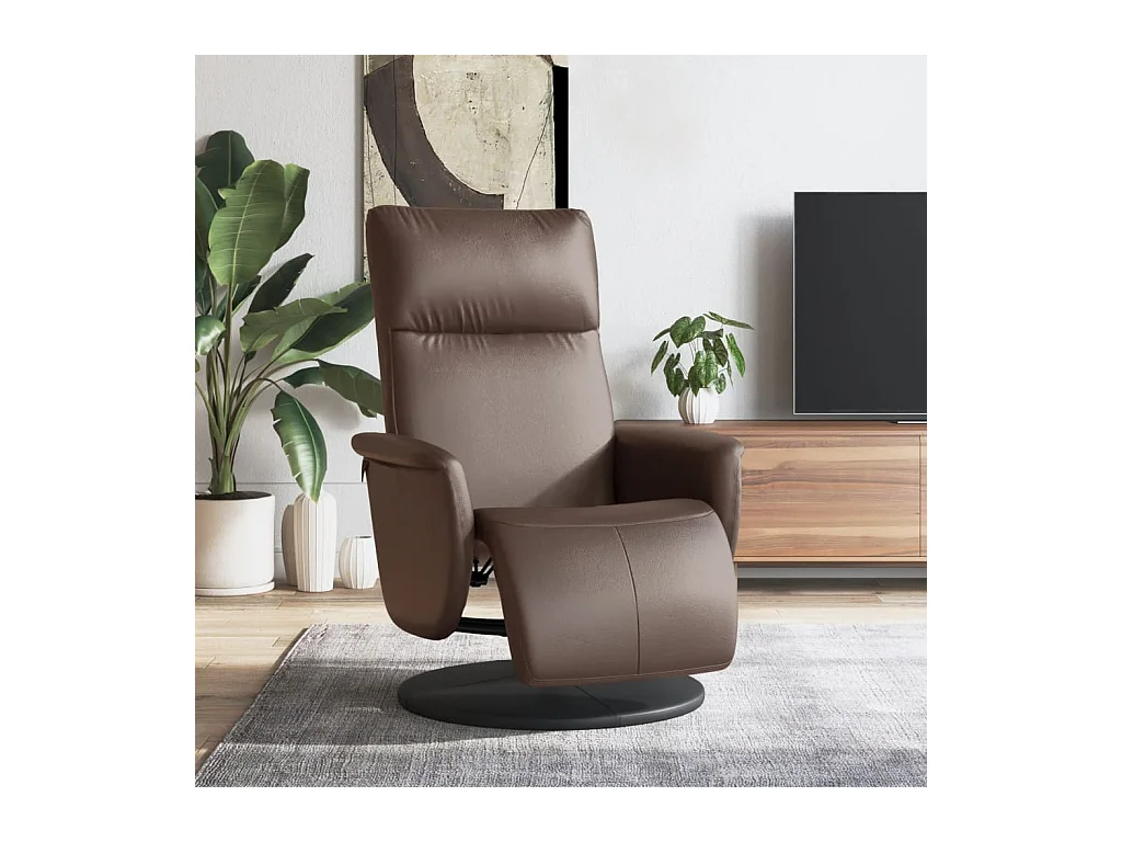 Sillón de relax | Sillón reclinable con reposapiés cuero sintético marrón SHL5298