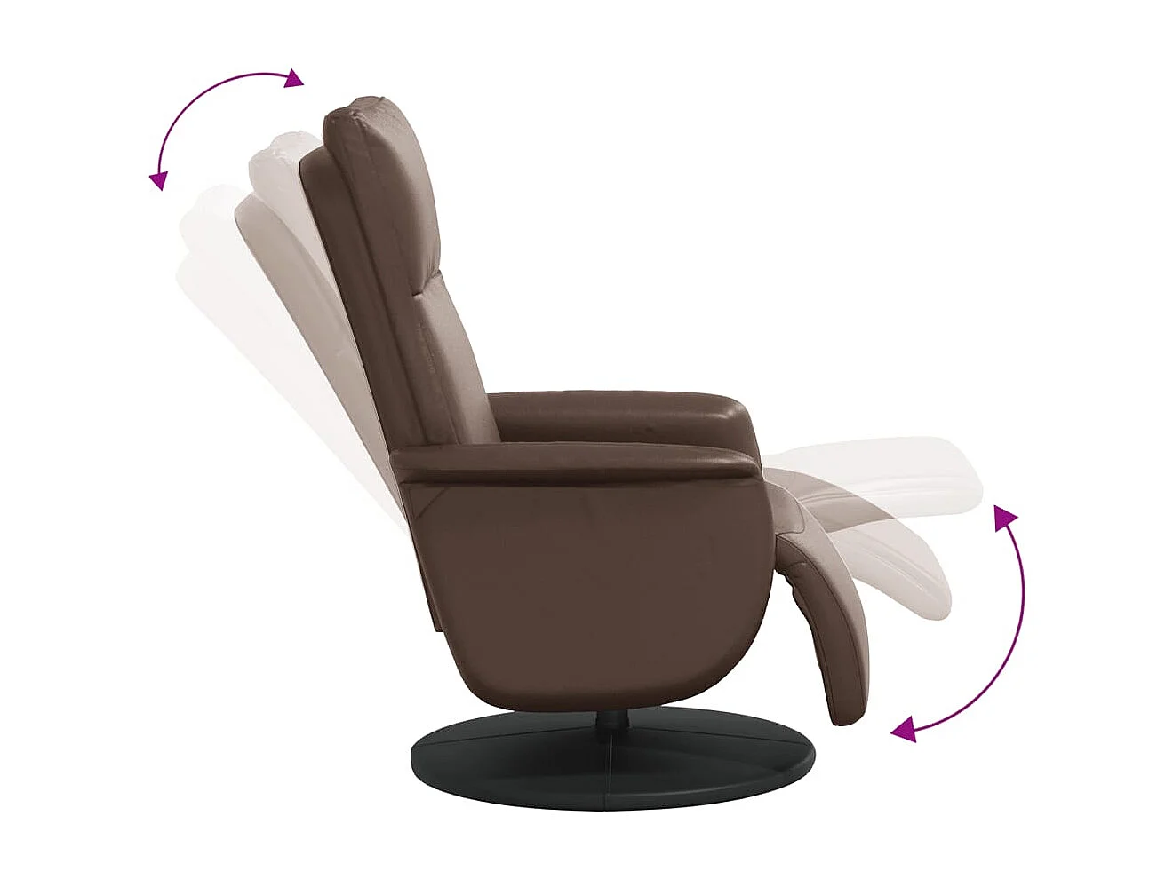 Fauteuil inclinable-Fauteuil avec repose-pieds marron similicuir SHL4279