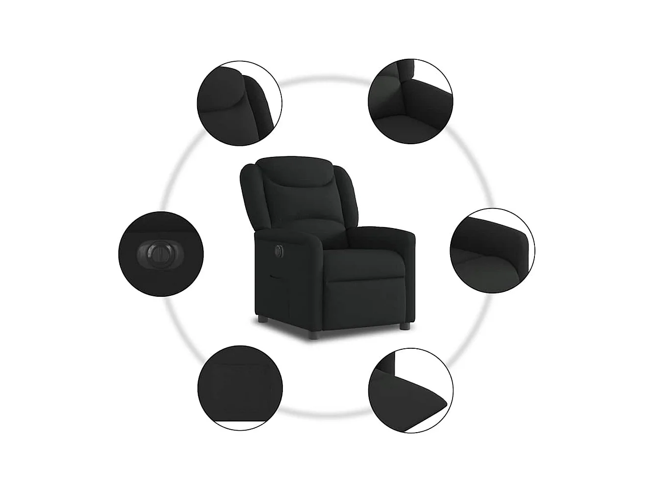 Sillón de relax | Silla | Sillón reclinable eléctrico de tela negro SHL2073
