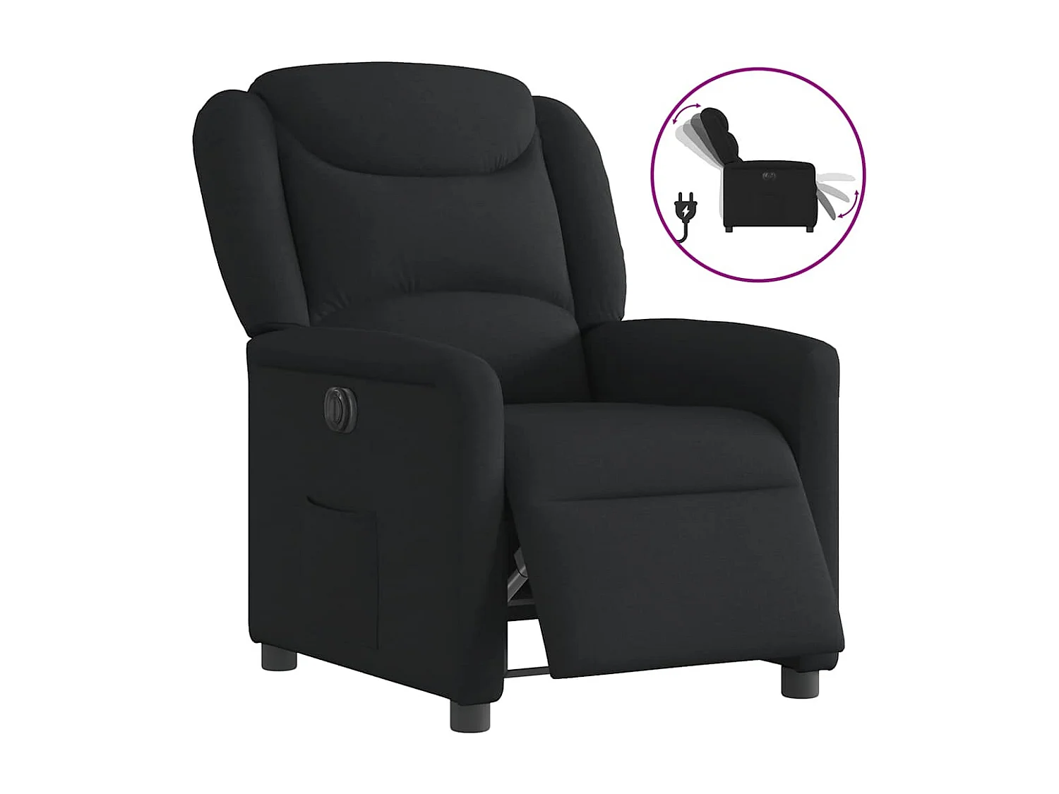 Relaxsessel Elektrisch | Lounge Sessel indoor Schwarz Stoff SHL21752