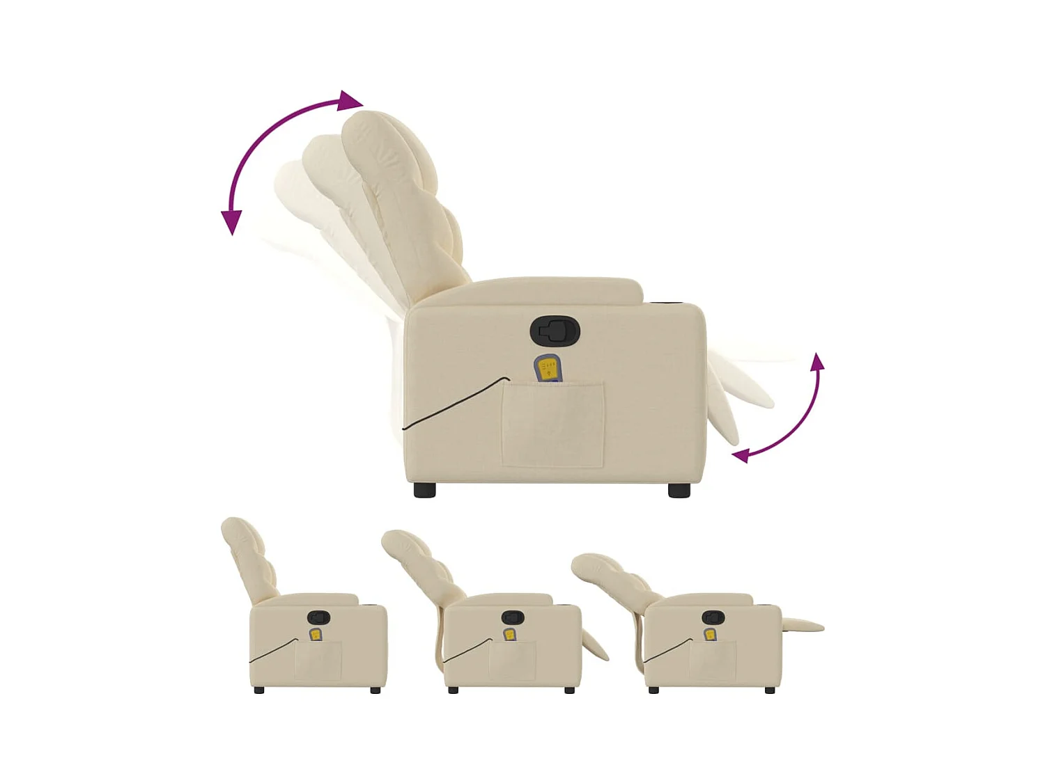 Fauteuil inclinable-Chaise de relax-Fauteuil de Massage crème tissu SHL2181